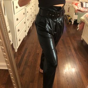 Pleather black shiny pants